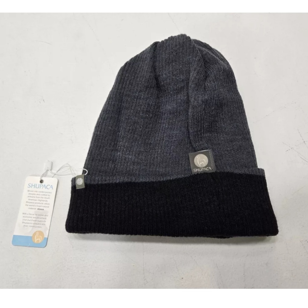 Shupaca Alpaca Beanie Hat Alpaca Acrylic Black Gray Gorpcore NEW